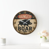 Danger Boar Zone Funny Wild Boar Hunter Gift Große Wanduhr (Zuhause)