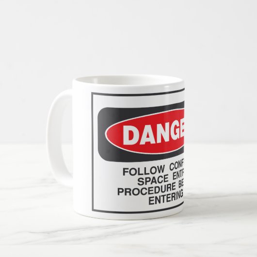 Danger Confined Space Entry Safety Warning Kaffeetasse (Vorderseite Links)