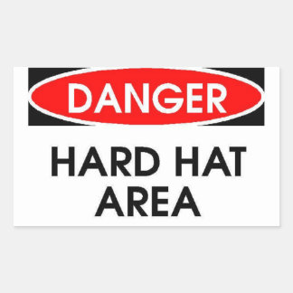 Danger Hard Hat Area Aufkleber (Rectangle)