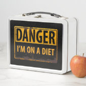 DANGER, ich bin auf einem Diet-Metal-Warnzeichen Metall Brotdose (Beispiel)