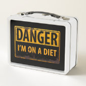 DANGER, ich bin auf einem Diet-Metal-Warnzeichen Metall Brotdose (Rückseite)