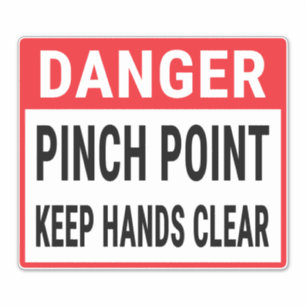 DANGER PINCH POINT BEHALT HANDS KLAR AUFKLEBER