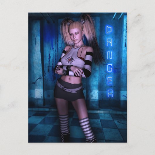 Dangerous Curves Gothic Girls™ Fantasy Pinup Postkarte (Vorderseite)
