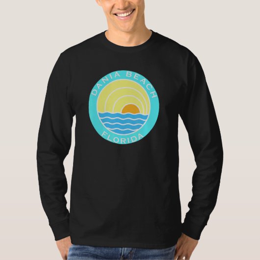 Dania Beach Florida Retro Sunset T-Shirt (Vorderseite)