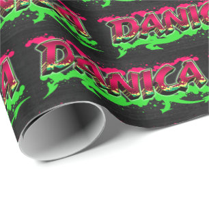 Danica Vorname Name Graffiti red green Geschenkpapier