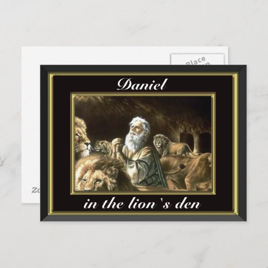 Daniel betet in den Löwen und der schwarzen Postka Postkarte (Vorne/Hinten)