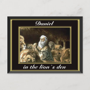 Daniel betet in den Löwen und der schwarzen Postka Postkarte