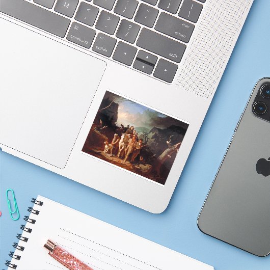 Daniel Boone begleitet Siedler Aufkleber (Laptop mit iPhone)