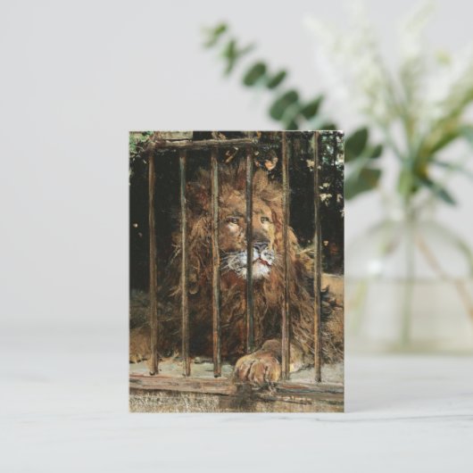 Daniel Hernández Morillo: Auf dem Löwenkäfig Postkarte (Stehend Vorderseite)