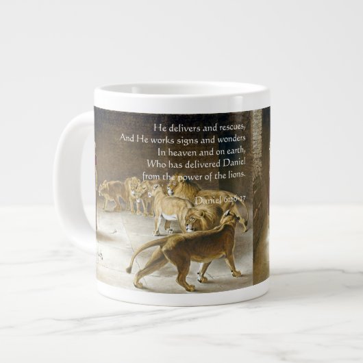Daniel im Lions Den Bible Art Scripture Jumbo-Tasse (Vorderseite Links)