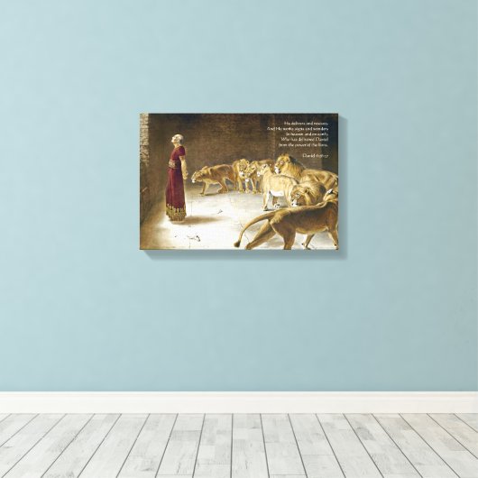 Daniel im Lions Den Bible Art Scripture Leinwanddruck (Insitu (Holzboden))