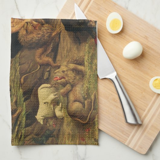 Daniel in den Lions' Den Geschirrtuch (Viertel Falte)