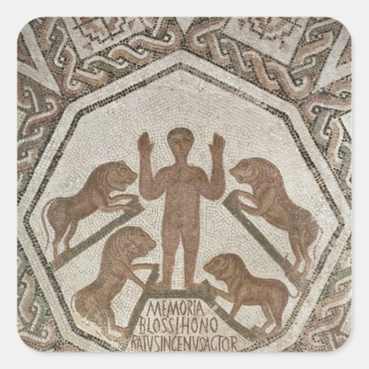 Daniel in den Lions' Den Quadratischer Aufkleber (Vorderseite)