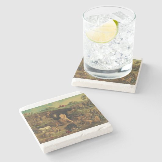 Daniel in den Lions' Den Steinuntersetzer (Seitenansicht)