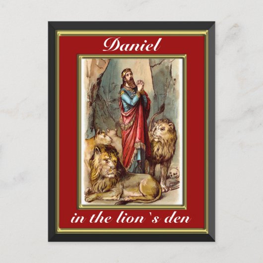 Daniel in den Löwen rot und gold Postkarte (Vorderseite)
