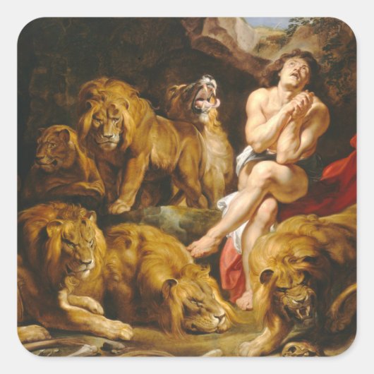 Daniel in den Löwen von Peter Paul Rubens Quadratischer Aufkleber (Vorderseite)