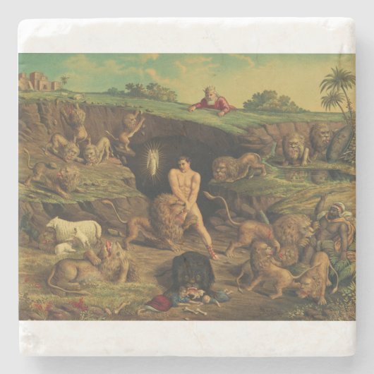 Daniel in der Löwengrube Steinuntersetzer (Vorderseite)