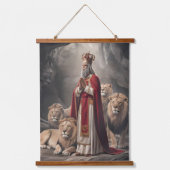 Daniel in der Löwengrußkarte 2 Wandteppich Mit Holzrahmen (Vorderseite)