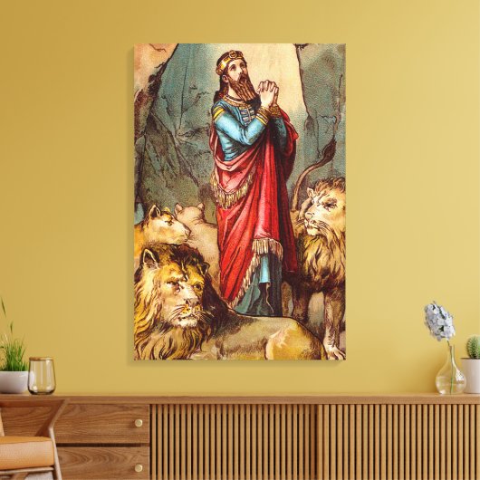 Daniel in der Löwenzunge ummantelte Canvas Leinwanddruck (Insitu (Wohnzimmer))