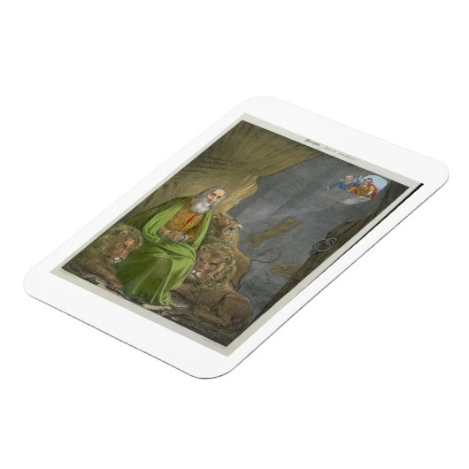 Daniel in the Lions' Den, aus einer Bibel, gedruck Magnet (Linke Seite)