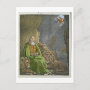 Daniel in the Lions' Den, aus einer Bibel, gedruck Postkarte