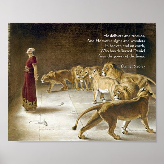 Daniel in the Lion's Den Bible Verse Art Scripture Poster (Vorne)