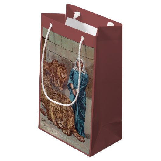 Daniel in the Lion's Den Kleine Geschenktüte (Rückseite Schrägansicht)