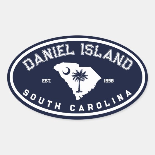 Daniel Island South Carolina Marine Flaggenpalmen Ovaler Aufkleber (Vorderseite)