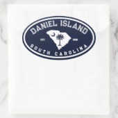 Daniel Island South Carolina Marine Flaggenpalmen Ovaler Aufkleber (Tasche)