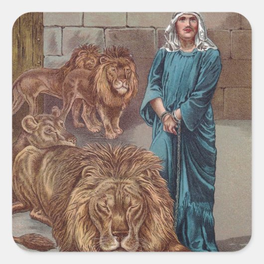 Daniel Lions Den Quadratischer Aufkleber (Vorderseite)