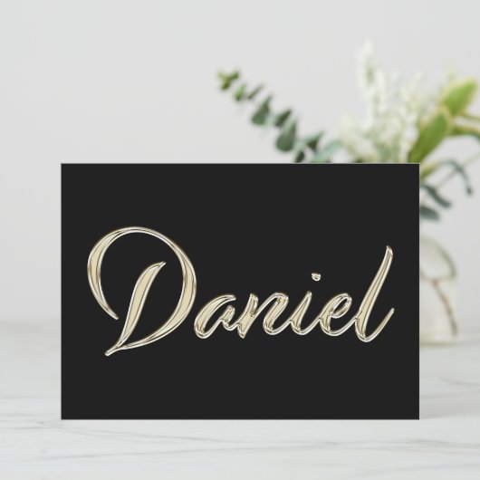Daniel Name white gold Handwriting Karte (Stehend Vorderseite)