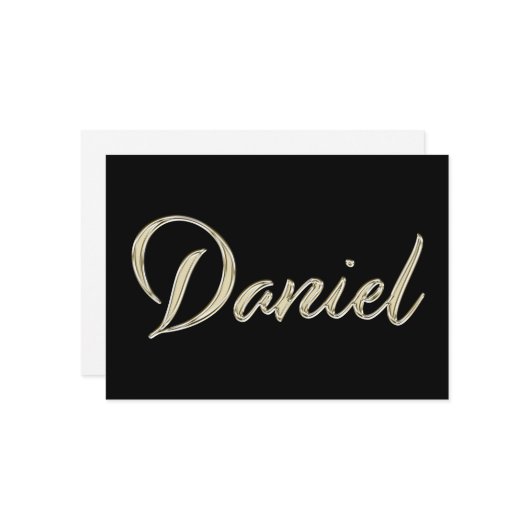 Daniel Name white gold Handwriting Karte (Vorderseite/Rückseite Beispiel)