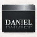 Daniel Name with Dripping Liquid Metal Mousepad<br><div class="desc">Polished chrome nameplate reading Daniel with dripping liquid metal and strong reflective highlights. Embossed 3D typography on a sleek dark background evokes luxury,  modern branding,  industrial design and custom identity.</div>