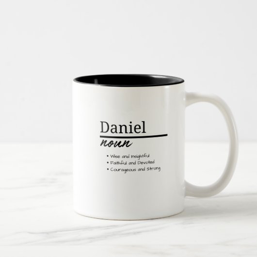 Daniel, Personalisierter Name Definition Zweifarbige Tasse (Rechts)