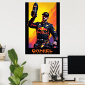 Daniel Ricciardo portrait with formula one car  Poster (Heimbüro)