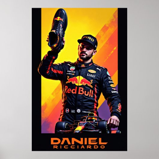 Daniel Ricciardo-Porträt mit Formel-1-Auto Poster (Vorne)