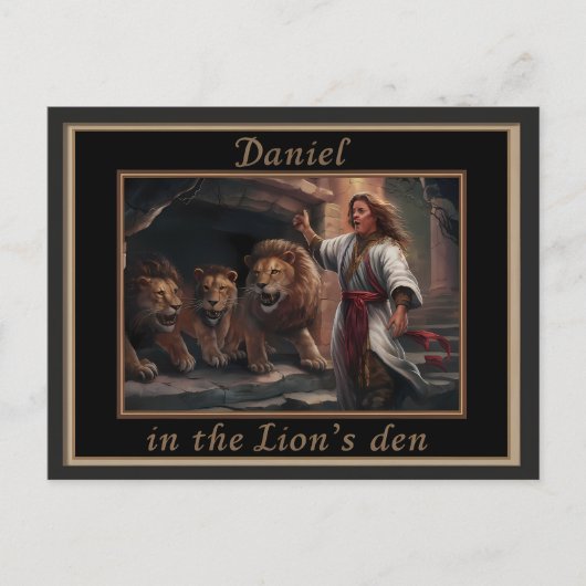 Daniel stehend in den Löwen im antiken Look Postkarte (Vorderseite)