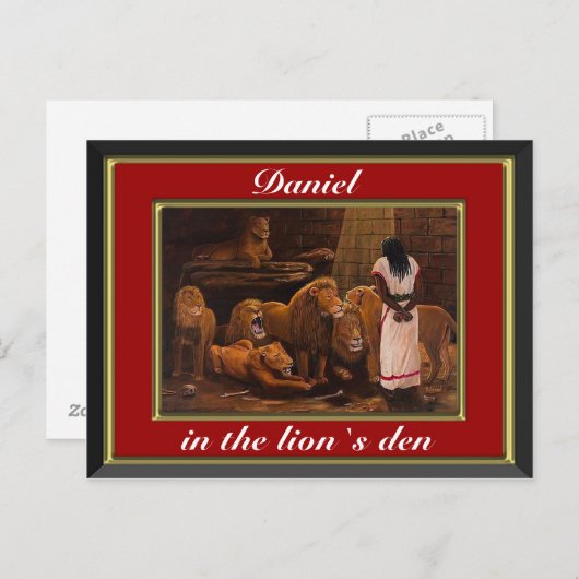 Daniel stehend in den Löwen und der roten Postkart Postkarte (Vorne/Hinten)