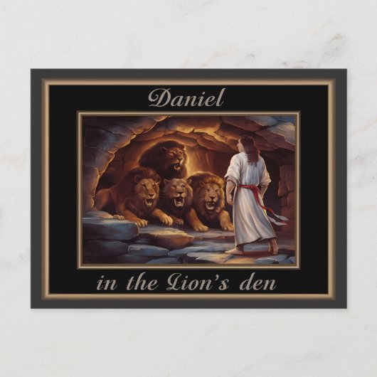 Daniel stehend in der Löwen-den-felsigen Höhle Postkarte (Vorderseite)