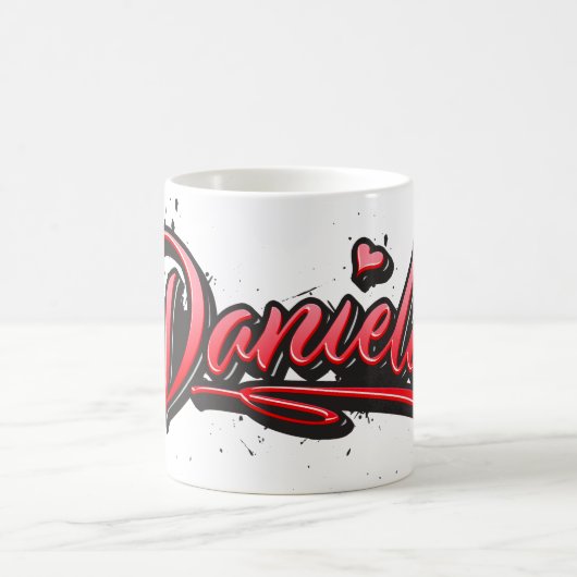 Daniela red Heart Graffiti Tasse Kaffeetasse (Mittel)