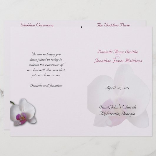 Danielle's Hochzeitsprogramm (Vorne/Hinten)