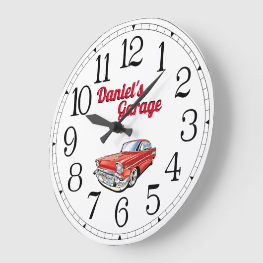 Daniel's Classic Car Garage Große Wanduhr (Winkel)