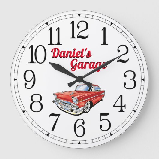 Daniel's Classic Car Garage Große Wanduhr (Vorderseite)