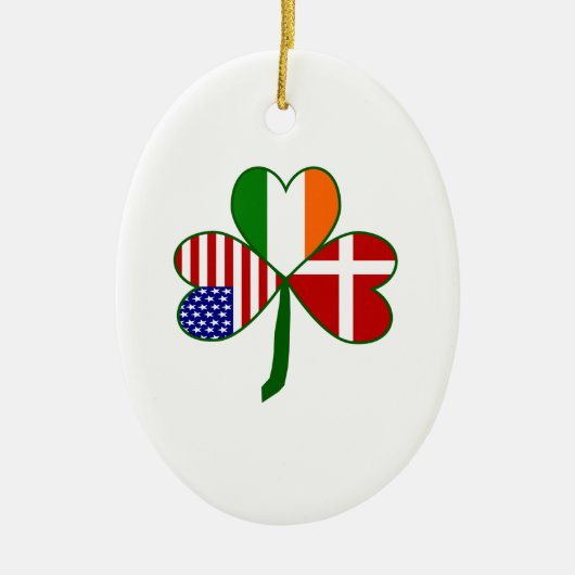 Dänisch-amerikanisches Kleeblatt Keramik Ornament (Vorne)