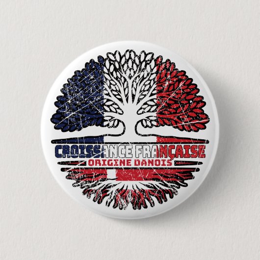 Dänisch-Dänisch Frankreich Tree Roots Flag Button (Vorderseite)