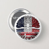 Dänisch-Dänisch Frankreich Tree Roots Flag Button (Vorne & Hinten)