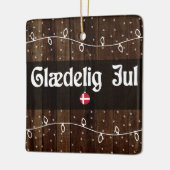 Dänisch frohe Weihnachten, Glædelig Jul Rustic Sty Keramikornament (Links)
