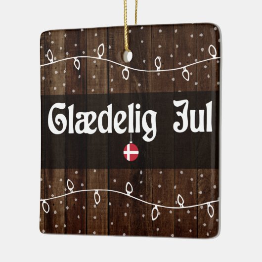 Dänisch frohe Weihnachten, Glædelig Jul Rustic Sty Keramikornament (Links)