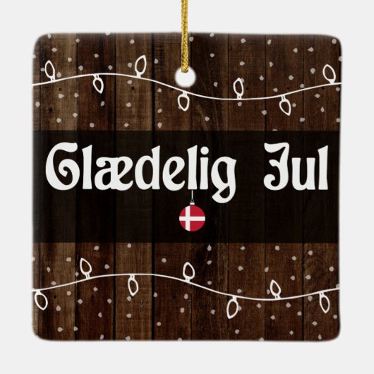 Dänisch frohe Weihnachten, Glædelig Jul Rustic Sty Keramikornament (Rückseite)