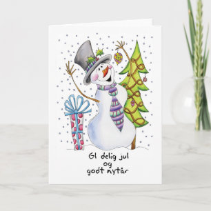 Dänisch - Snowman - Happy Snowman Christmas Card - Feiertagskarte